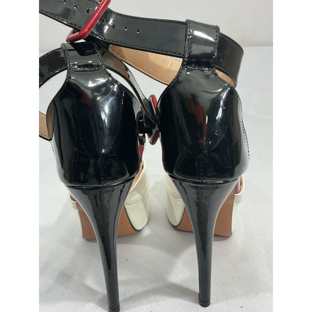 Womans Sz10106b 39 (9) Multicolor Patent Leather Platform Strap Stiletto Heels - Picture 5 of 9
